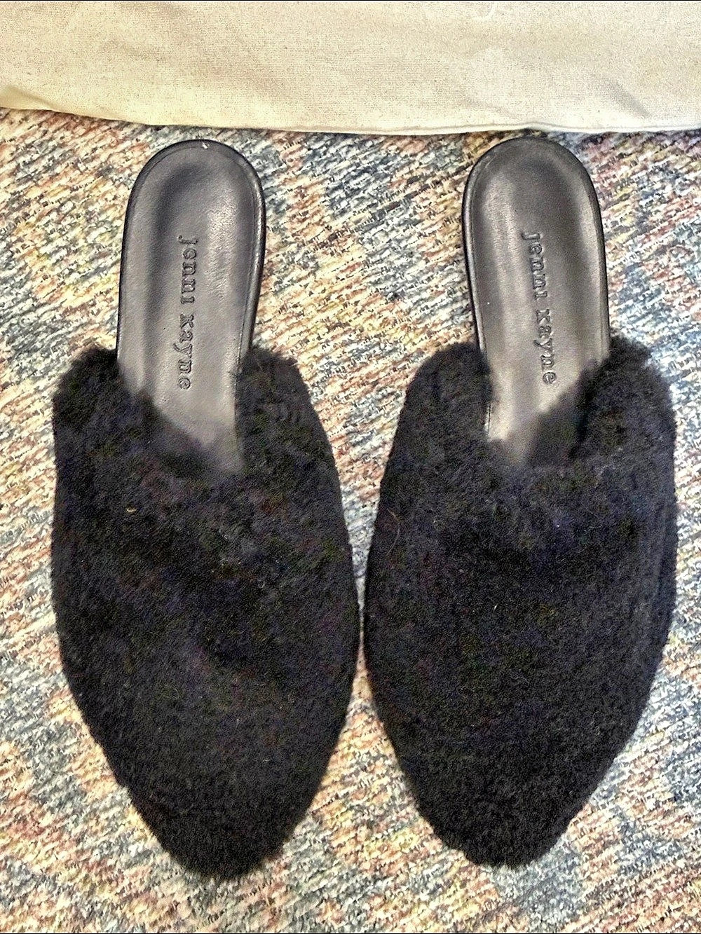 Jenni Kayne Shearling Mule Black Fuzzy Mules